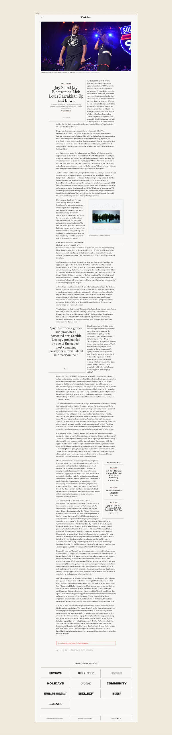 A Tablet Magazine article on a light background