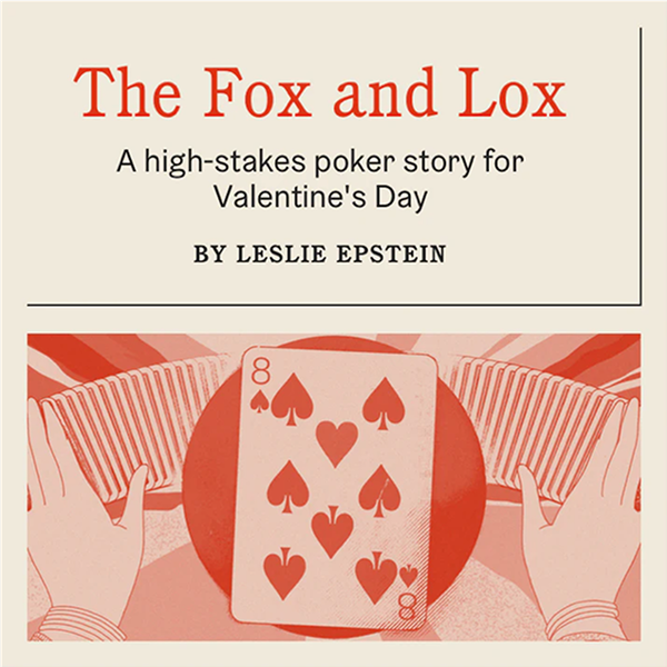 A social media post containing a image of a playing card and the headline "The Fox and the Lox"