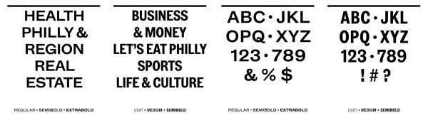 For columns of text with various arrangements of words or letters to showcase different font styles.